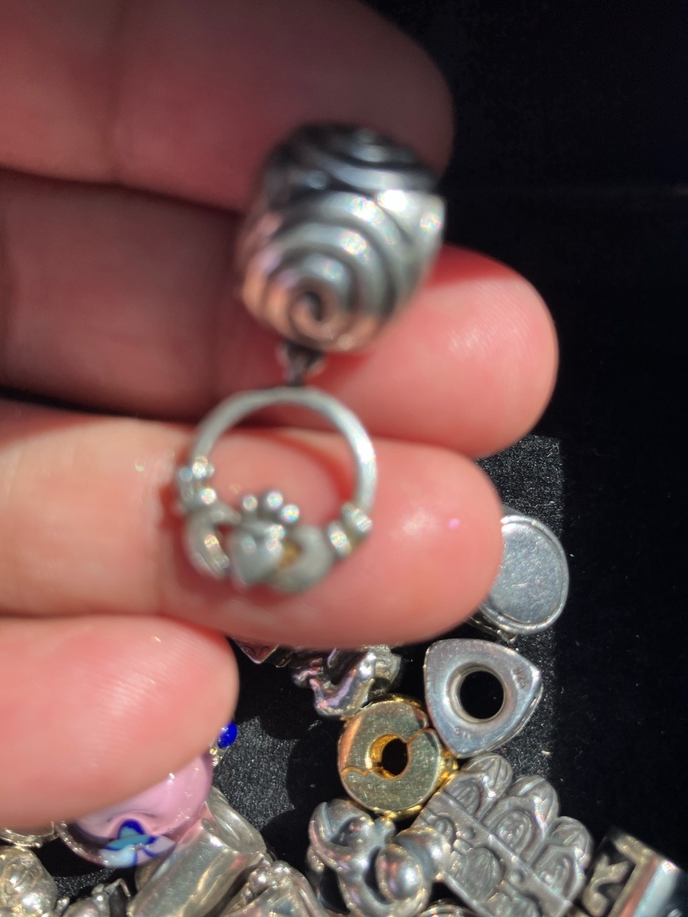 Sterling Silver Claddagh Dangle Charm Bead Fits Pandora Moment bracelets.